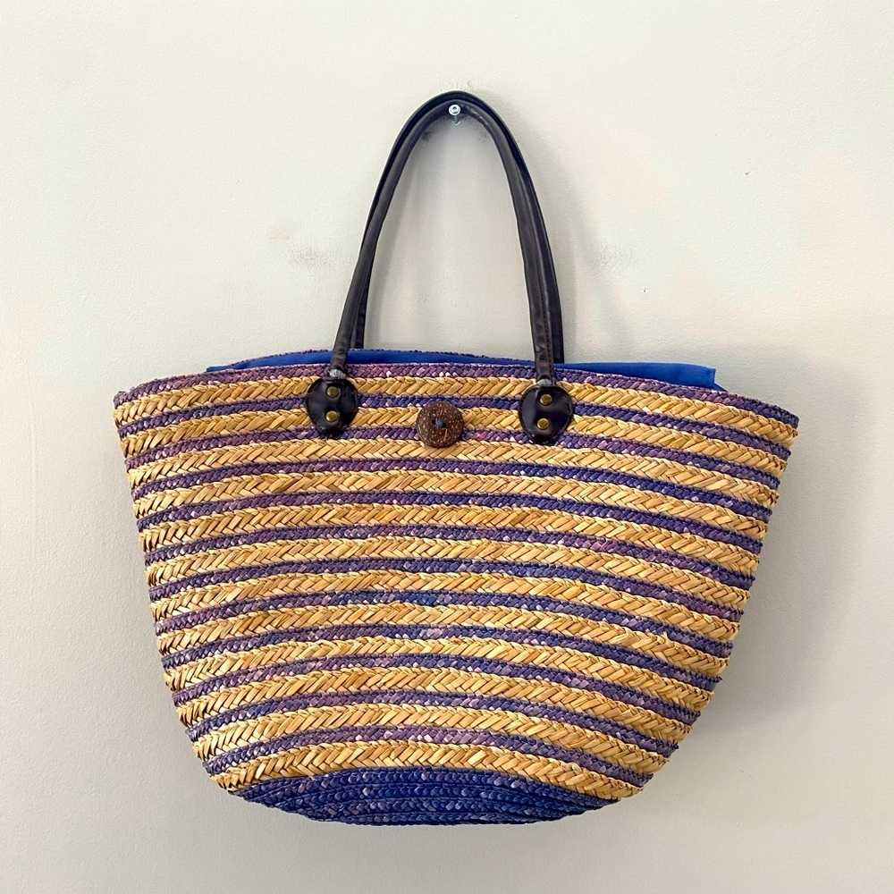 Beach Rattan Lined Large Shoulder Bag Summer Zip Top Tote